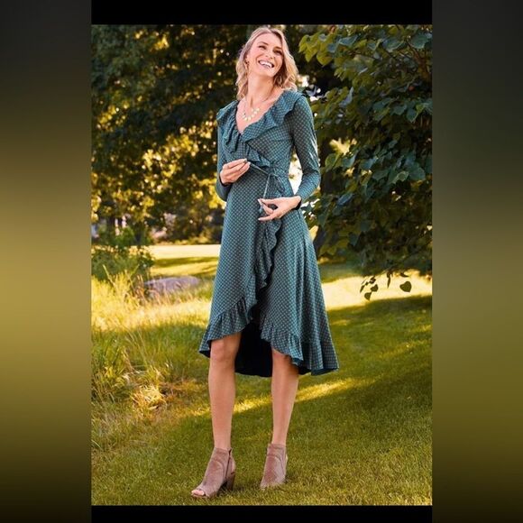 Matilda Jane Dresses & Skirts - Matilda Jane Teal Ruffle‎ Wrap Fall Dress Small